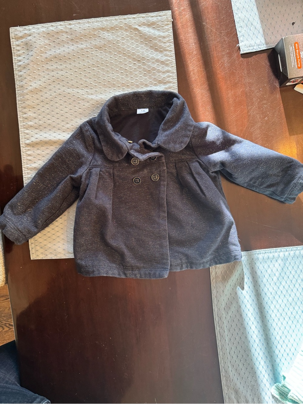 Carter's Dark Blue Double-Breasted Pea Coat for Kids